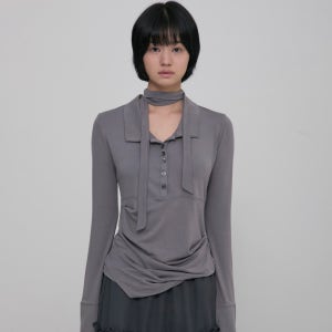 [플레어업] Asymmetrical Draped Shirt (FL-186_Gray)