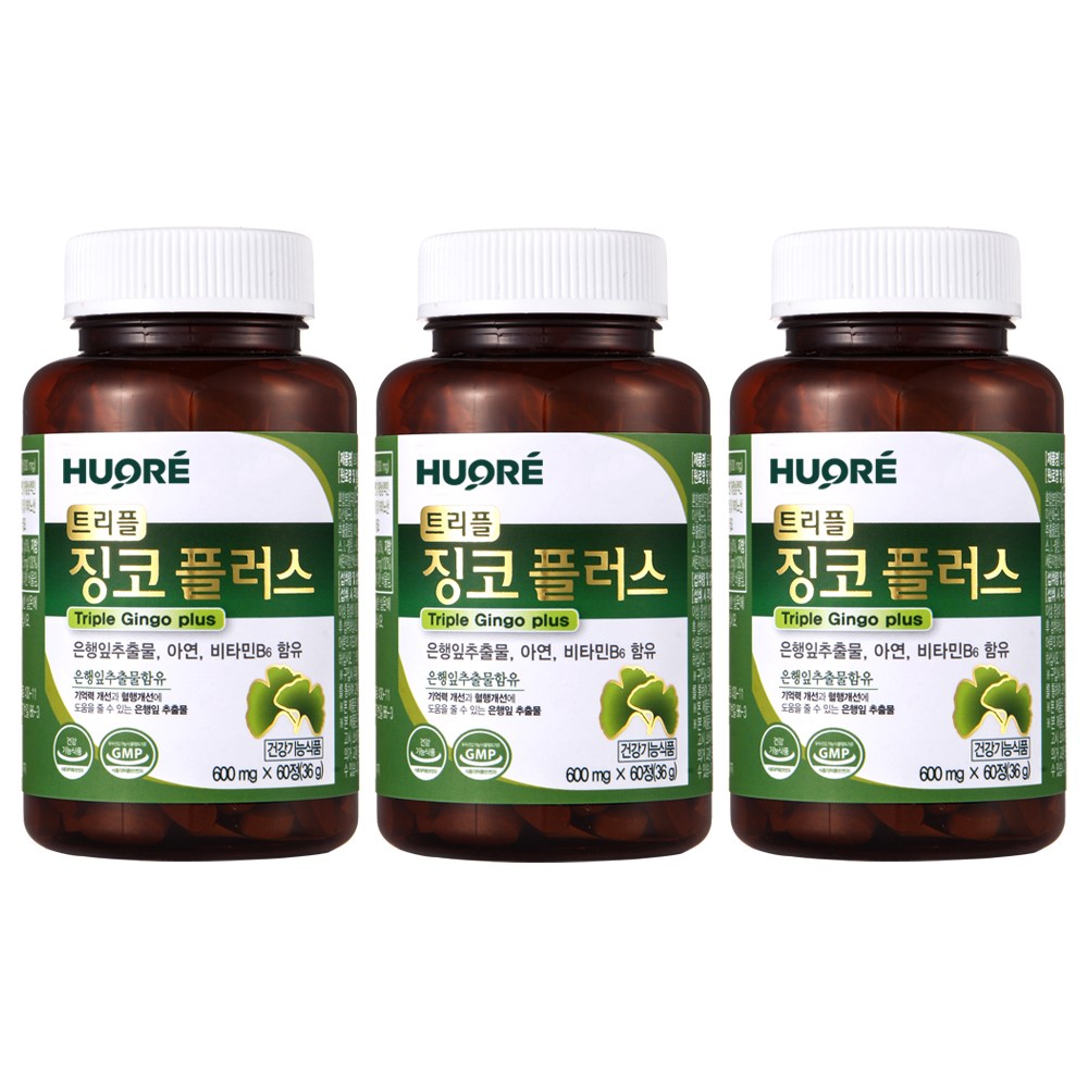 징코 은행잎추출물 징코플러스 혈액순환 혈액순환개선 기억력개선 아연 영양제 <b>트리플징코플러스</b>  60정  3개