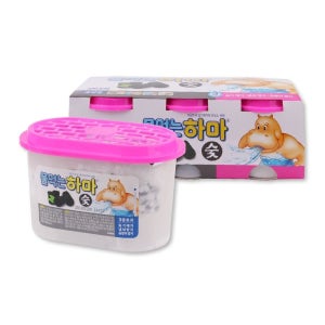 습기제거제 물먹는 하마 숯 3개입 옷장제습제 옷장습기제거 옷장방충제 옷장탈취제 냄새먹는하마