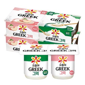 빙그레 요플레 그릭 복숭아 80g 8입 + 그릭 달지않은 80g 8입 (총 16입)