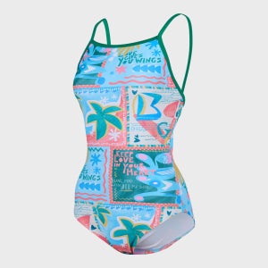 [레노마수영복] 여성 키치 야자수 U백 스트랩 원피스수영복 그린 RN-LF2F504-GN