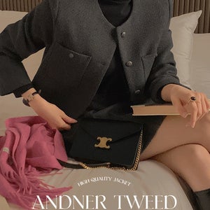 [셋업자켓]앤드너 노카라 겨울 트위드 자켓