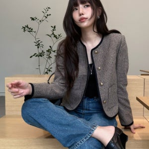 [올리브 데 올리브] 라운드넥 체크 자켓 OW5XJ8760 5007484675