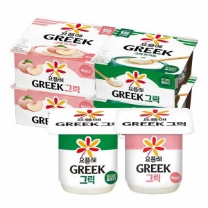 [G] 빙그레 요플레 그릭 복숭아 80g 8입 + 그릭 달지않은 80g 8입 (총 16입)