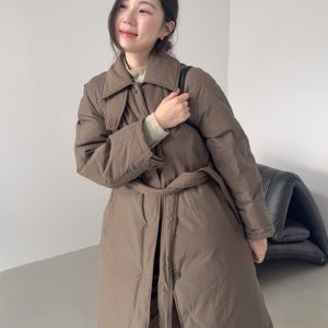 [올리브데올리브] [곰송이PICK] 벨티드 하프 발마칸 구스다운 코트 OP5XMA670