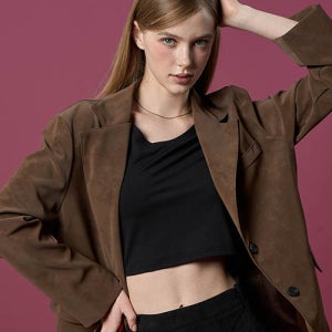 [콜릿] 스웨이드 누벅 오버핏 데일리 가죽 자켓 블레이저 [BROWN] KLSWJKBR