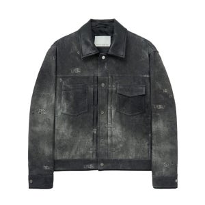 언지미크 Distressed Print Metis Suede Jacket (Gray / Lambskin)