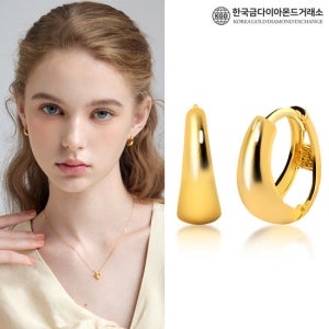 [한국금다이아몬드] 순금 원터치 링 베이직 고마루 귀걸이 24K 대