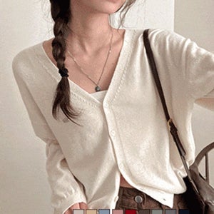 가디건 [무료배송] 에디 팬던트 브이넥 코튼 니트 가디건