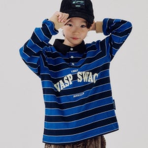 로지 스트라이프 카라 티셔츠 블루
