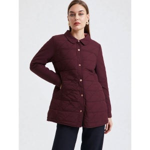 [크로커다일레이디]  브라운 경량 퀄팅 포인트 하프 패딩 CLCSPD203