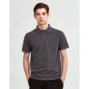 [헤지스] 헤지스 남성  차콜 반팔 피케 티셔츠  (HZTS4B405CG)