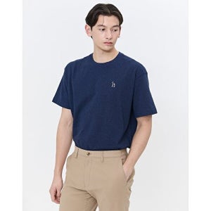 [헤지스] 헤지스 남성 네이비 멜란지 오버핏 면 반팔티셔츠  (WHTS4B130N3)