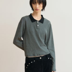 [시스에이] 스트라이프 피케 티셔츠 [black] SATS5304