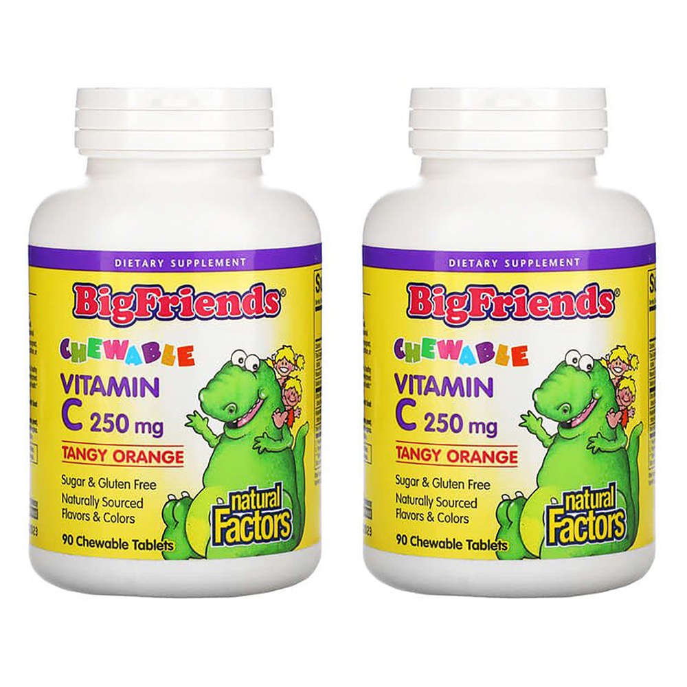 내추럴팩터스 <b>빅 프렌즈 츄어블 비타민</b>C 탠지 오렌지 250mg 90<b>츄어블</b> 츄잉 x 2개
