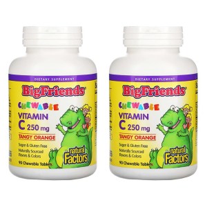 내추럴팩터스 <b>빅 프렌즈 츄어블 비타민</b>C 탠지 오렌지 250mg 90<b>츄어블</b> 츄잉 x 2개