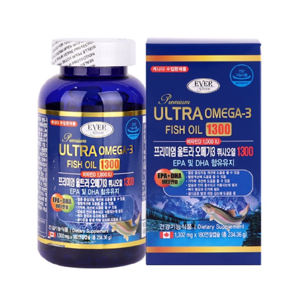 <b>네이처생명과학</b> 울트라 <b>오메가3</b> 피쉬오일1300 1302mg x 180캡슐 EPA DHA 함유유지 비타민D