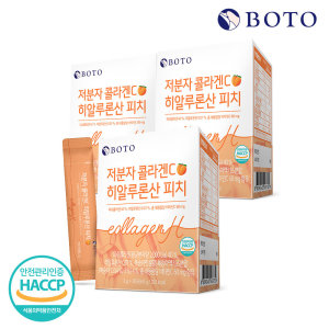 보뚜 보뚜 <b>저분자 콜라겐C 히알루론산 피치</b> 30포 x 3박스