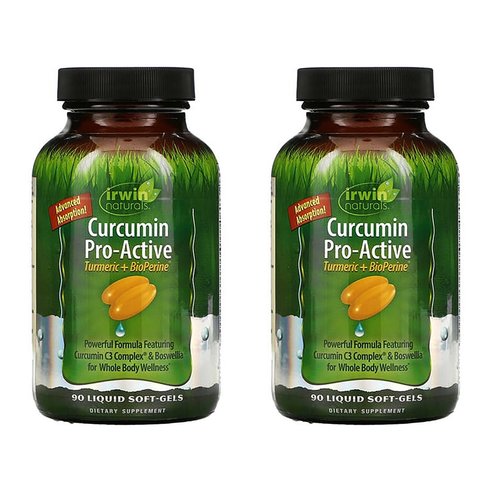 Irwin Naturals <b>커큐민 프로</b> <b>액티브</b> 강황 + 바이오페린 90캡슐 터메릭 x 2개