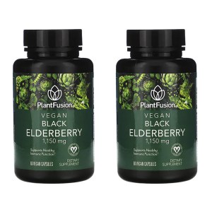 플랜트퓨전 비건 <b>블랙 엘더베리 575mg</b> 60베지캡슐 삼부커스 x 2개