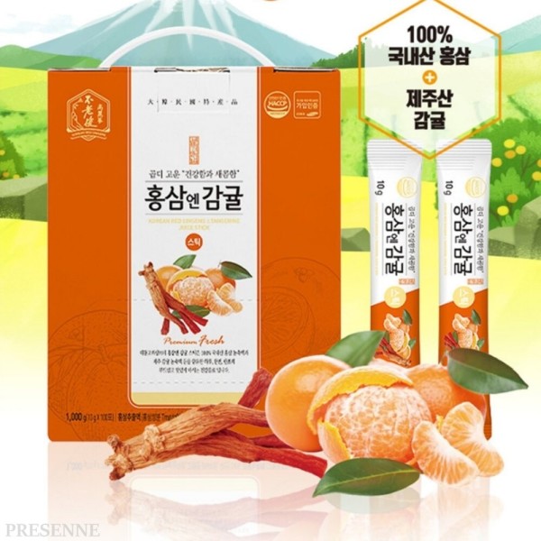 <b>대동고려삼</b> 홍삼엔감귤 100포 <b>직장인</b> 휴대용 부모님 스틱분말