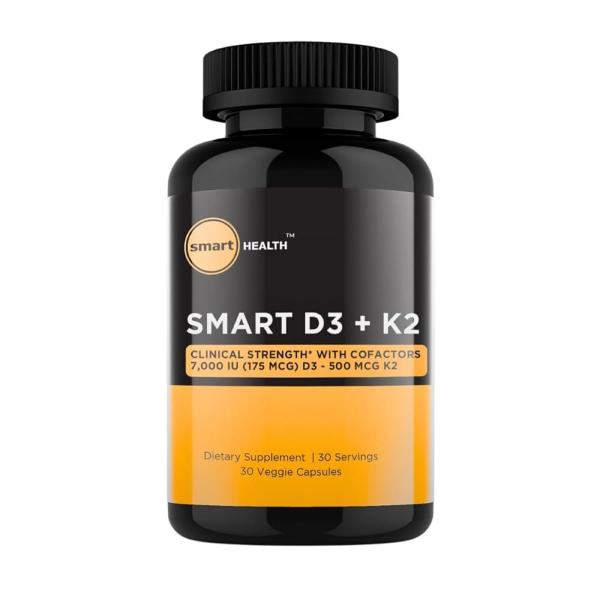 Smart HEALTH - <b>비타민</b> D3 + K2 뼈 건강 및 면역 지원 7000 IU(175 MCG) 500 MCG 보조 인자 <b>B6</b> 마그네슘 <b>아</b>