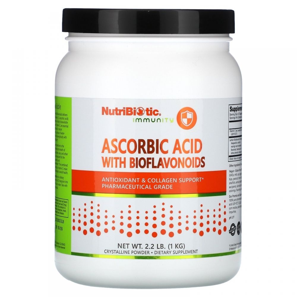 NutriBiotic <b>뉴트리바이오틱</b> 면역, 바이오플라보노이드가 함유된 아스코빅산, 1kg