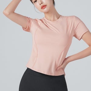 리얼프레쉬 요가브랜드 슬림 다이어트 라인 티셔츠 피치핑크 기본티