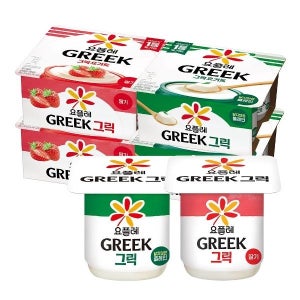 빙그레 요플레 그릭 딸기 80g 8입 + 그릭 달지않은 80g 8입 ...