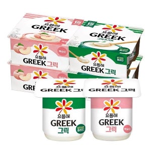 빙그레 요플레 그릭 복숭아 80g 8입 + 그릭 달지않은 80g 8입...