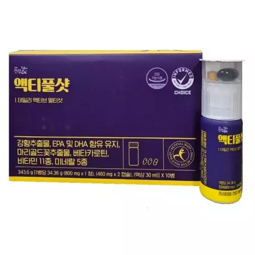 액티풀샷 30ML 10병 비타민<b>미네랄</b> 눈<b>건강</b> 혈행<b>건강</b> 근력 활력 인폼드(INFORMED)-초이스(CHOICE)인증