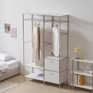 N1670 모듈 투서랍 2단 선반 행거 옷장 세트