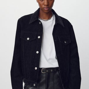 토니웩 Velvet Denim Trucker Jacket_ Black
