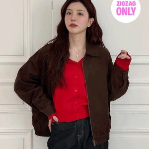 [스파오] [단독상품💖] [신세틱레더] 여성 블루종 점퍼(스웨이드/레더)_SPJLF49W17