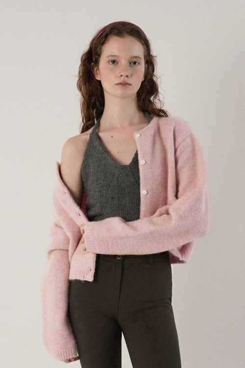[위드아웃썸머] 메린 알파카 가디건_핑크 Merin alpaca cardigan_pink