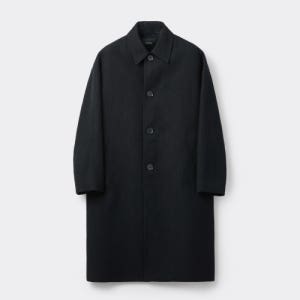 [커스텀멜로우] Black Wool Linen Balmacaan Coat CWCAA25512BKX CWCAA25512BKX