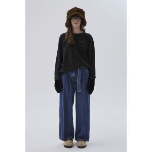 [슈콤마보니][SUECOMMA BONNIE]Ribbon long sleeve top(black)(DSAQA25503BLK)