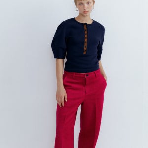 포지프레클즈 Curved Button Top_Navy