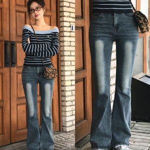 부츠컷 [힙포켓/슬림핏][made] 데이얼 힙 뒷포켓 스판 슬림 부츠컷 데님 팬츠 2color