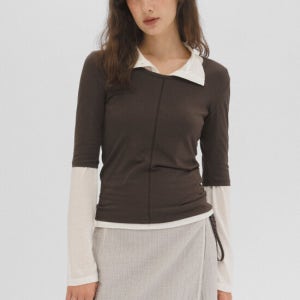 앤니즈 Bien 3/4 Sleeve Tee (Dark Brown)