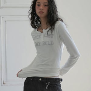 [락케이크] Classic Henly Neck Top - Ivory RC25TP25400IV