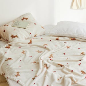 체리퍼피 베이지 극세사 밍크담요 이불(특대형/150x200)