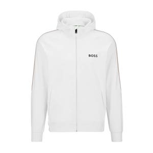 [보스]BOSS 싸이콘 MB 1 자켓(50504552100) 휴고보스 남자 자켓 로고 디테일 액티브 스트레치 저지 집업 후디 로고 및 스트라이프 후디 Z3722300062