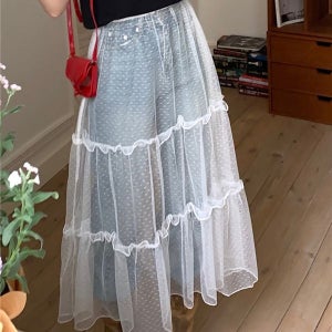 [맘투맘스] [주문폭주/ 인기상품할인]피아 레이어드 레이스 롱스커트