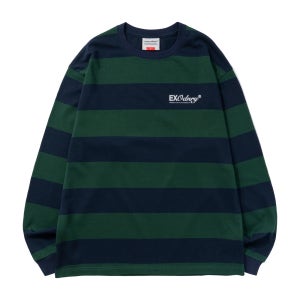EXTRAORDINARY 볼드 스트라이프 긴팔 티셔츠 그린 EX53TL20UGN