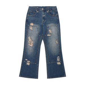 더바이닐하우스 디스트로이드 부츠컷 데님 팬츠 블루 VH2FFUD113ABL