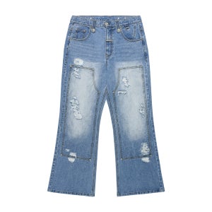 더바이닐하우스 디스트로이드 부츠컷 데님 팬츠 라이트 블루 VH2FFUD113ALB