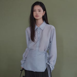 [오디에스] WRAP SILKY SHIRTS (BABY BLUE)