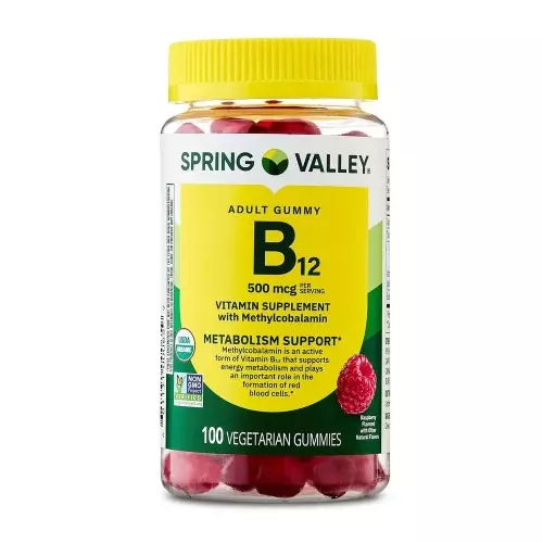 Spring Valley <b>비타민</b>B12 500mcg 라즈베리맛 구미 젤리 100정
