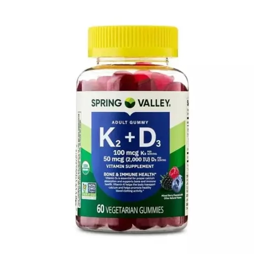 <b>Spring Valley</b> <b>비타민</b>K2 100mcg <b>비타민</b>D3 2000IU 구미 젤리 60정